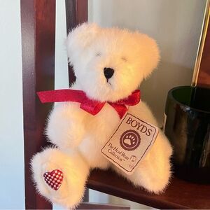 Boyds Easter Bears Cream Teddy Bear Accent Pillow with Red Accents 2004